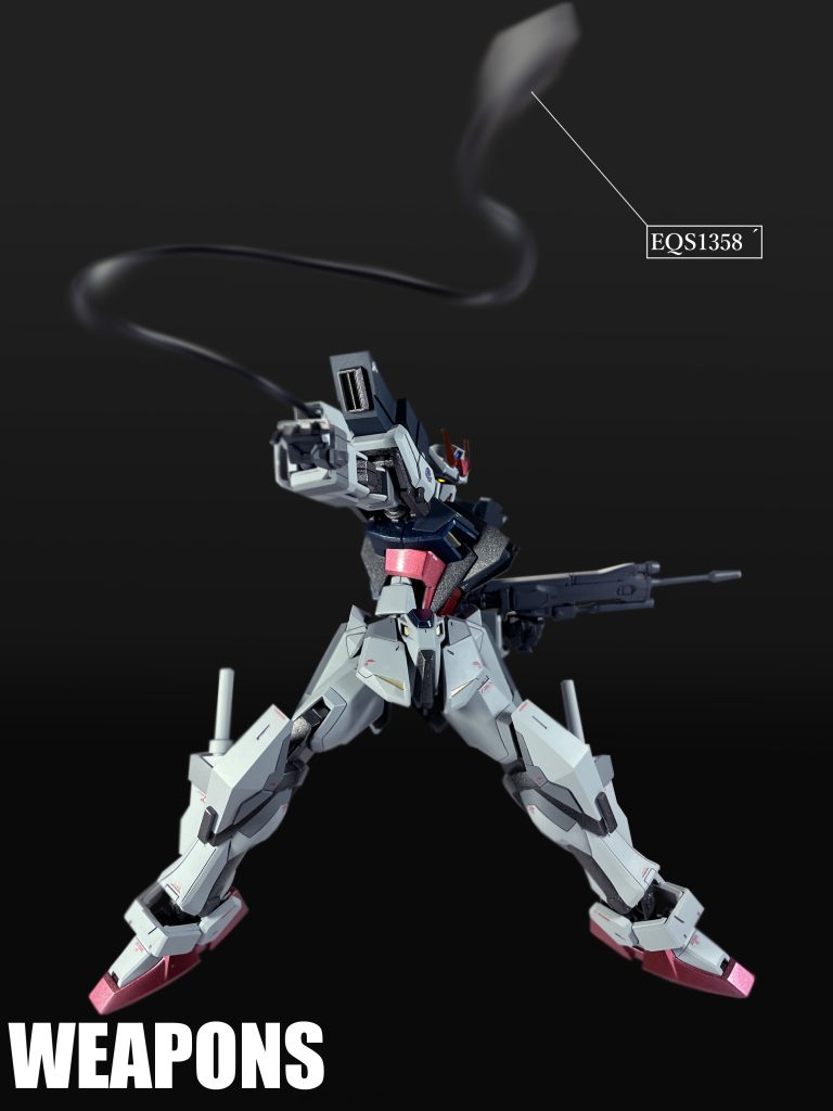 「EQS1358 アンカーランチャー」の前身にあたるロケットアンカー。「ストライクE」では全身計6ヵ所に内装されるが、本機では「フォルテストラ」の固定装備の一種として右腕にのみ装備される。搭乗者の改修案に基づいて装備されたものの1つ。