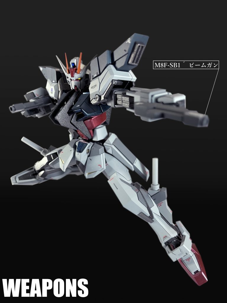 「フォルテストラ」によって追加された腰部ウェポンマウントに装備される2丁のビームガン。「ブルデュエル」の両腕に搭載された 「M7G2 リトラクタブルビームガン」のレイアウトを変更しつつ改良を加えたもの。幾度かの試作品を経て完成した「M8F-SB1 ビームライフルショーティ」の試作品の一つであるとされる。