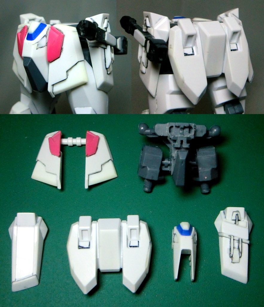 ビームサーベルはマスラオとアヘッド。金属パーツを埋めて、サイドアーマーとネオジム固定ビームライフルもネオジムでサイドアーマーに固定可能