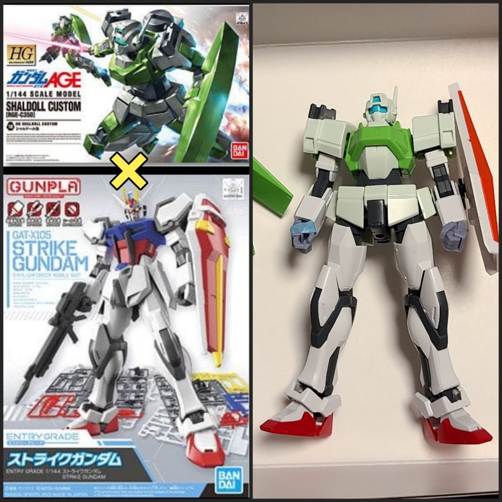 基本的には、単純にシャルドール改の手足を、ストライクガンダムのそれと入れ換えただけで、プロポーションは特にいじってはいません(接続方法が異なる部分はそれに合わせた工作はしていますが)。