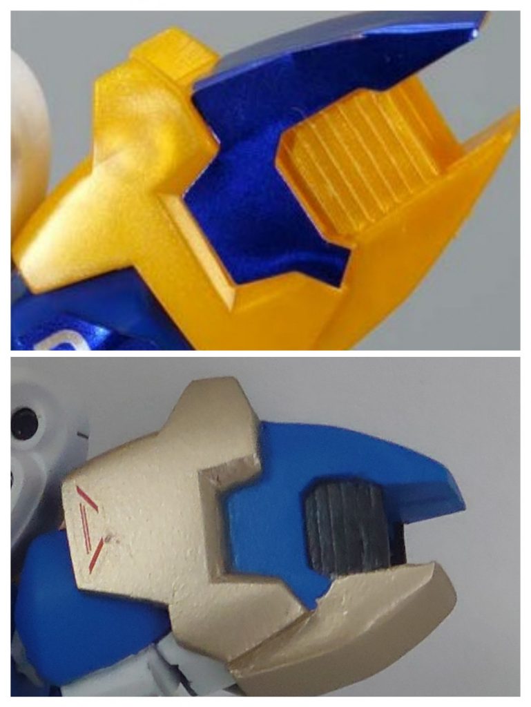 上がキットにシールを貼ったもので下が加工後、ちょっと荒くなったけど…形はイメージ通りに。