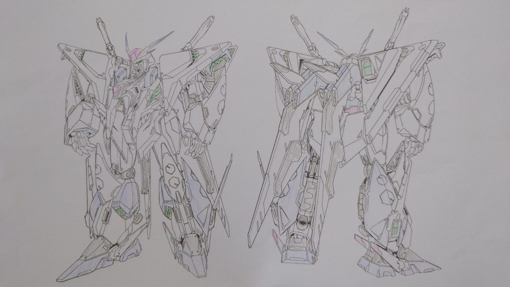 Ξガンダムを作る際に一番悩んだのがカラーでした💦アナログですけど色鉛筆を使って決めて行き、細かい塗分けは製作しながら変更していきました😃