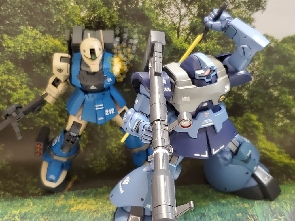 部下の窮地にグレーデン中尉が対峙する👊✨その時❕ザンジバル級『フォルテシモ』が宇宙に向けて無事打ち上げられた…🚀🌠🎶『フォルテシモ』が大気圏を脱出した事を確認したグレーデン中尉はカリフォルニアベースを放棄❗ラム少尉をはじめとする残存兵力をまとめ、ケープカナべラル基地へ後退するのであった……💫以上、アルフレディーノ・ラム少尉の搭乗機MS-05L『ザクⅠスナイパータイプ』の活躍を描いた妄想ストーリーでした~😊🎶