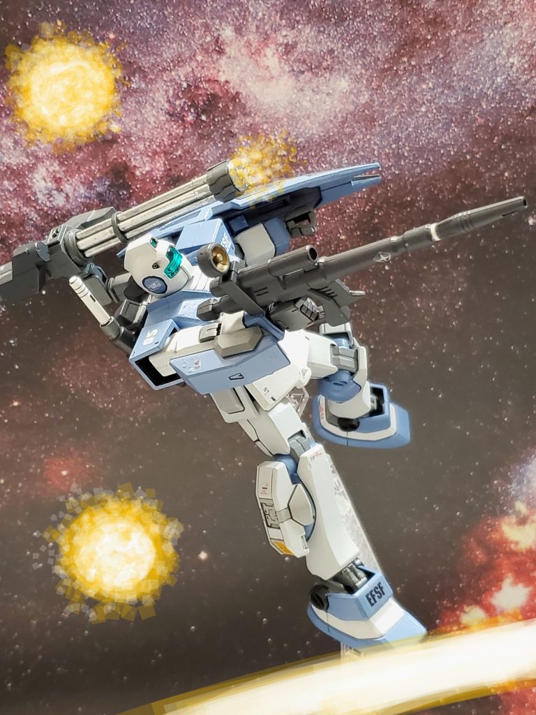 高機動型ジムのバックパックに装備されたミドルガトリング砲💥攻略戦ではビーム攪乱膜が張られるためサブ武器は実弾武器である👍