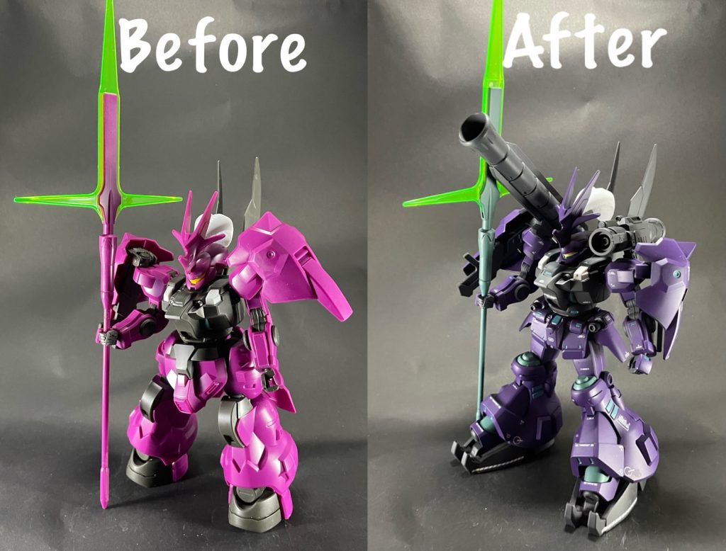 素組みとのビフォーアフター！ガンダム試作2号機と合わせるともっと違和感が出るかと思いましたが、思いのほかまとまってくれました☺️