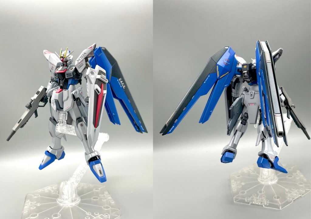 なぜもっと早く組まなかったんだ!っと自分に言いたいぐらい完成度が高いフリーダムでかなりテンションが高いまま制作してました笑 手を出さなかったのは旧HGのトラウマを引きずっていたのかもしれませんが💧もう完成した時はずっと念仏唱えるみたいに「カッコ良い・・カッコ良い・・」っと呟いていました笑