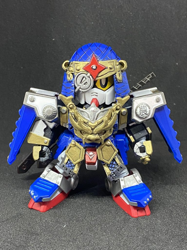 旧キット農丸頑駄無、隠密武者農丸、レジェンド武者を主として使用。胸の所のシーサー(?)が小さいのが嫌で馬岱ガンダムの兜を切り出して使用。