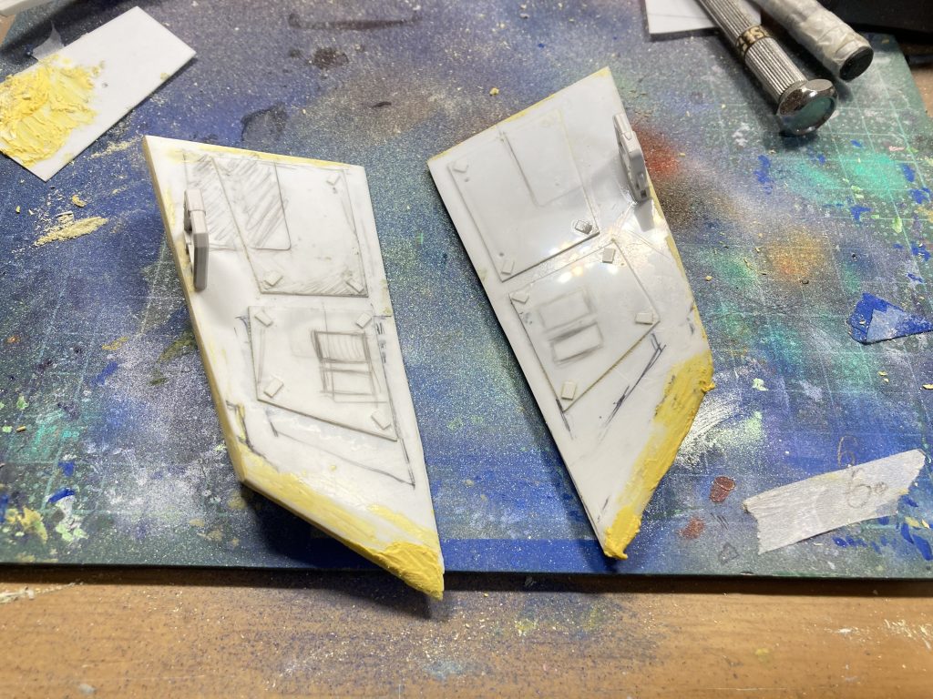 こういうのは初めてなので左右非対称で苦戦しましたがなんとかパテで持ち堪えました。