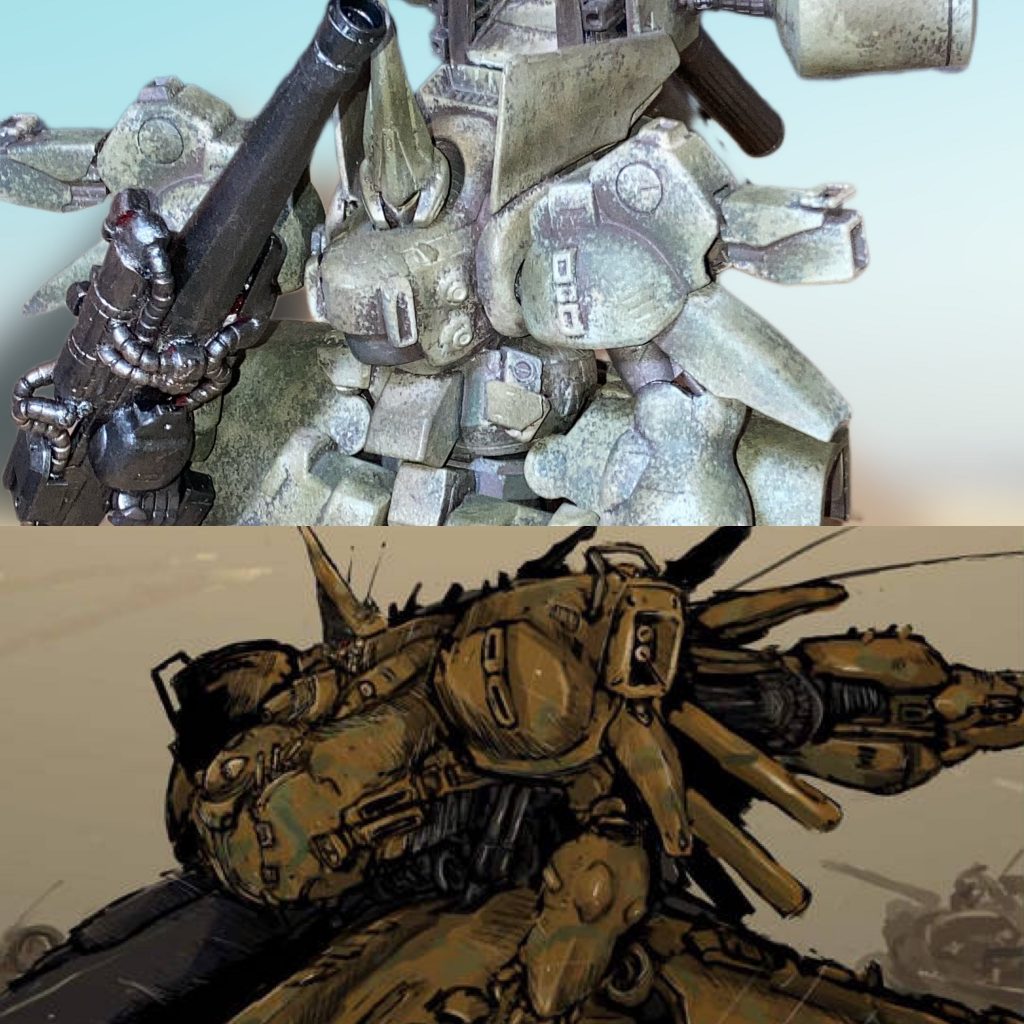 元絵はこんな感じです。完全再現はもちろん整形が必要な世界ですが、とりあえず形に合いそうなパーツの組み合わせですので細かい所は似てません。あくまでオリジナルのディテールで制作してます。