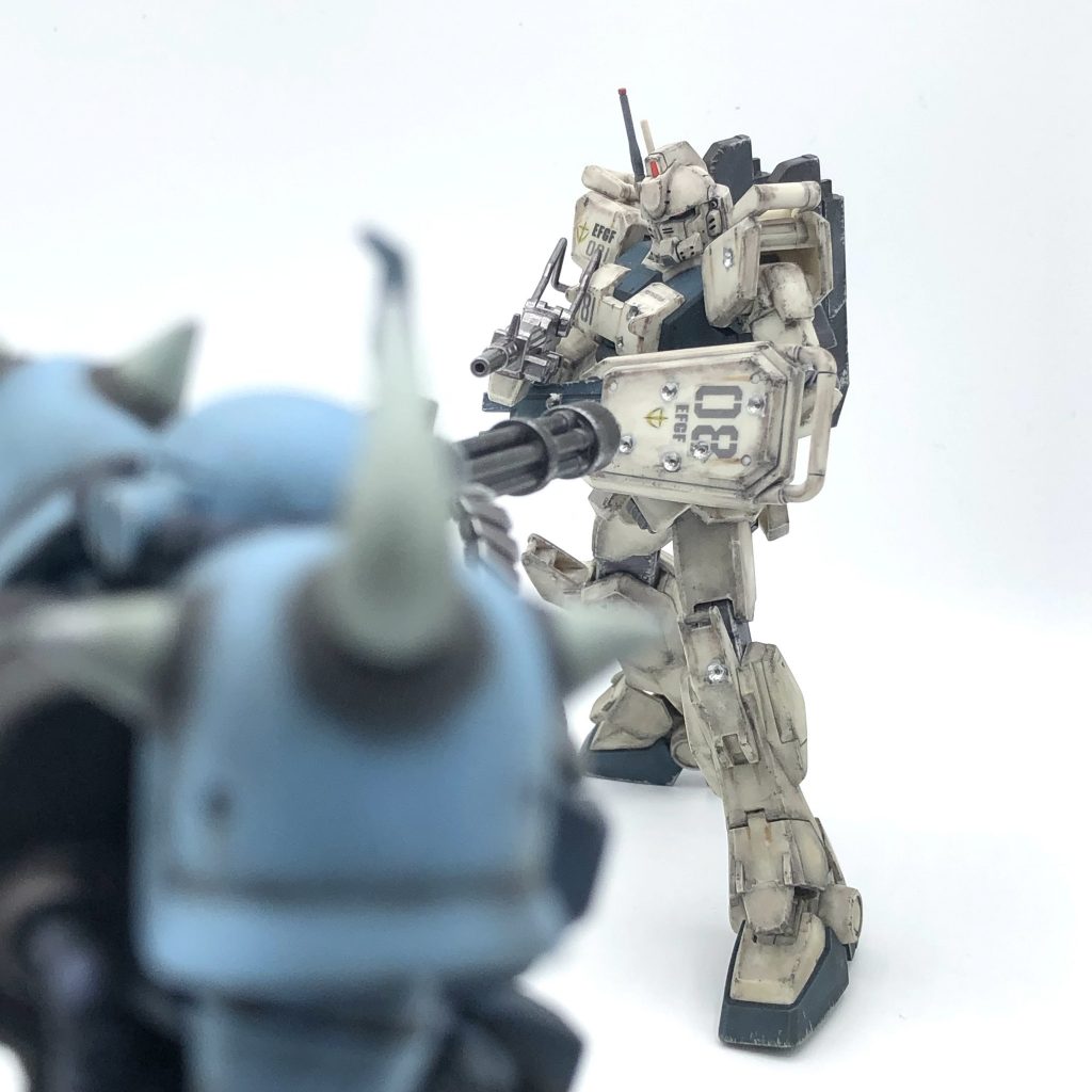 対峙するグフカスタムとガンダムEz8。