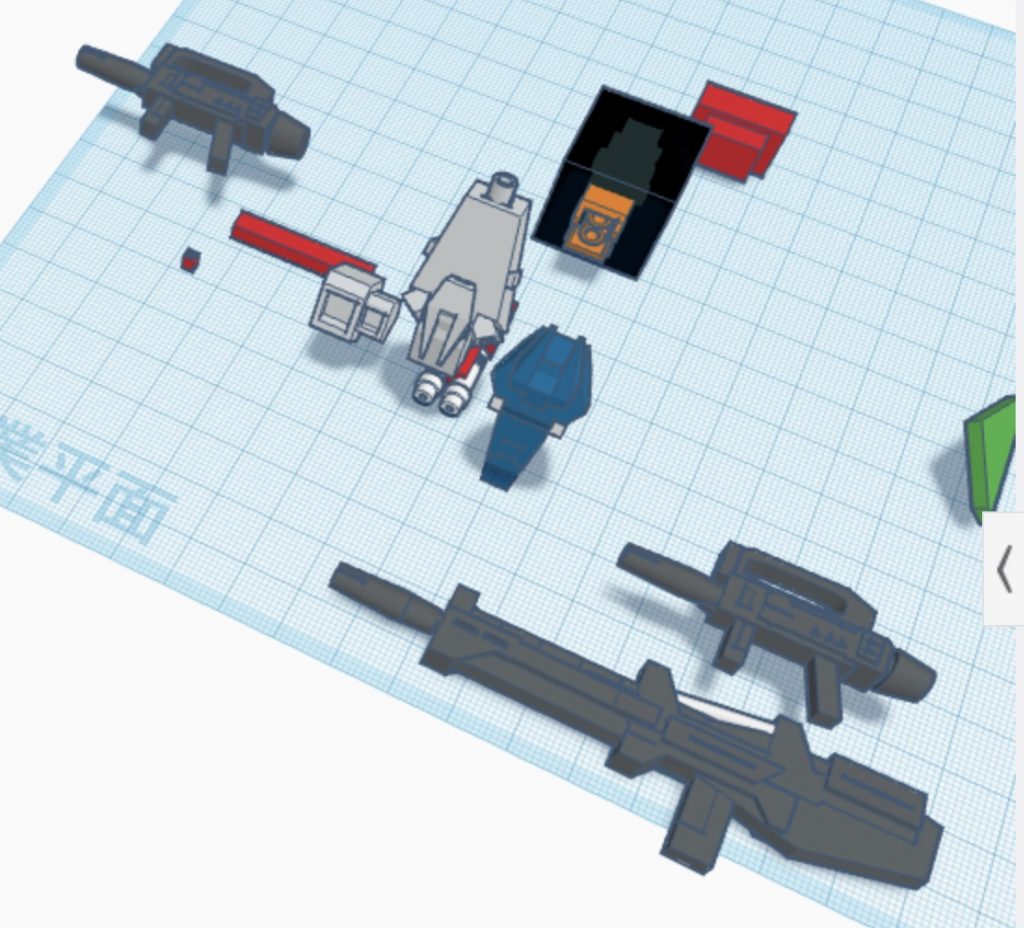 ライフル、シールド、ディフェンサーユニットが自作パーツです。