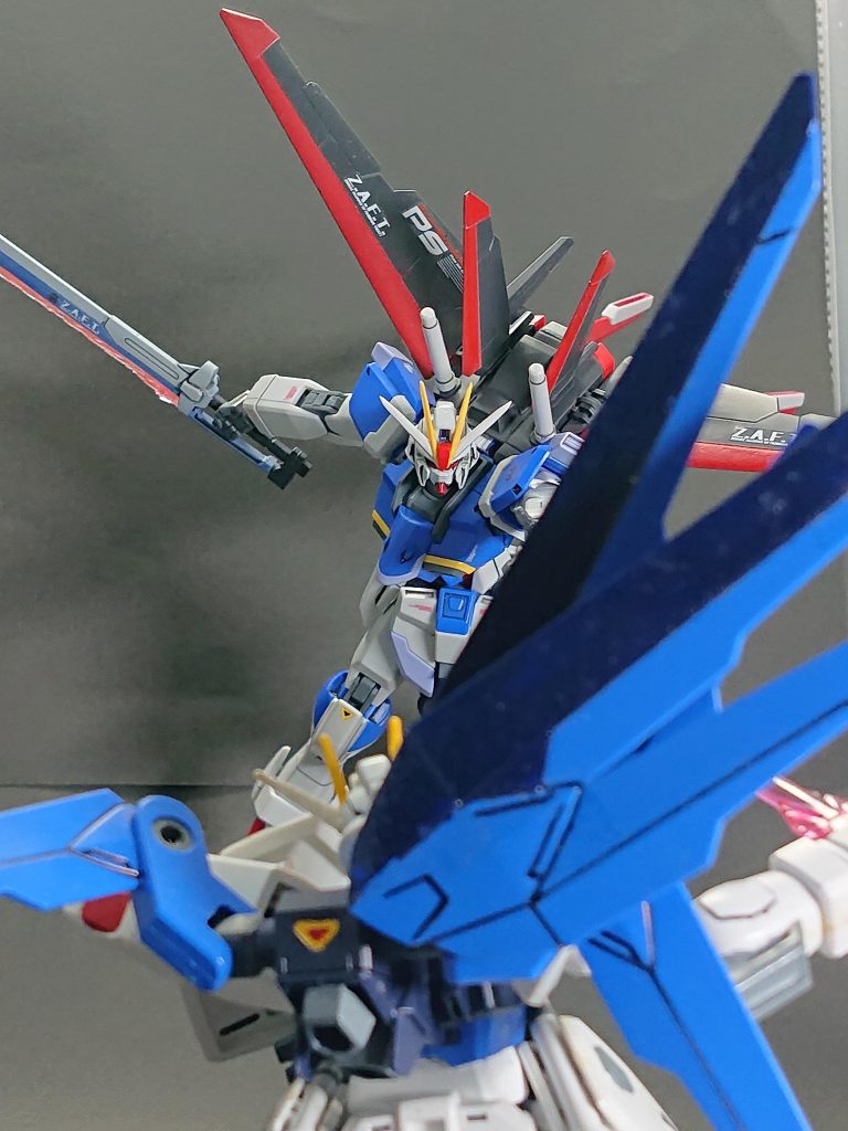 旧キットのフリーダムがあったので対決シーン風に。うつむき気味の表情が個人的にはまったので満足です。