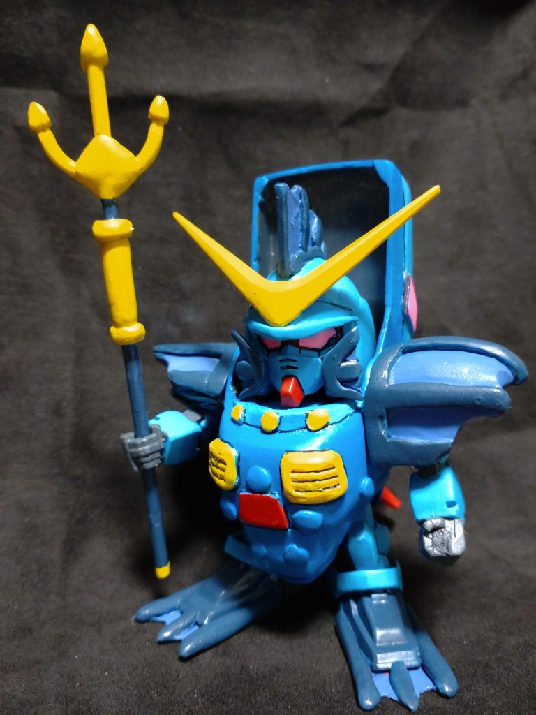 ＳＤでネオデンマーク代表 ［マーメイドガンダム］を制作しました！元のキットはSD Oガンダムにプラ板、パテ、ランナー等を使ってそれっぽく見せてます！原型をほぼ留めてないです（笑）