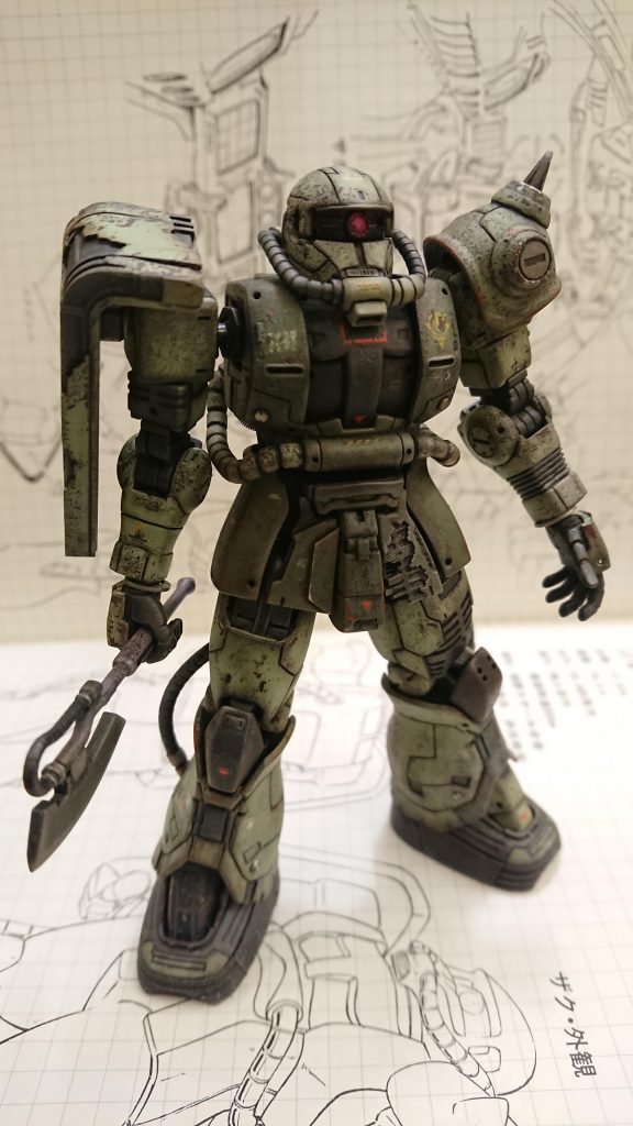 ジャンクヤード的な所があり、そこで使えそうな部品を寄せ集めるから、それぞれパーツの色や製造年、使用年月が異なるか....？  そんな空想をしながら、適当な塗り分けと加工を行いました.. (言い訳)