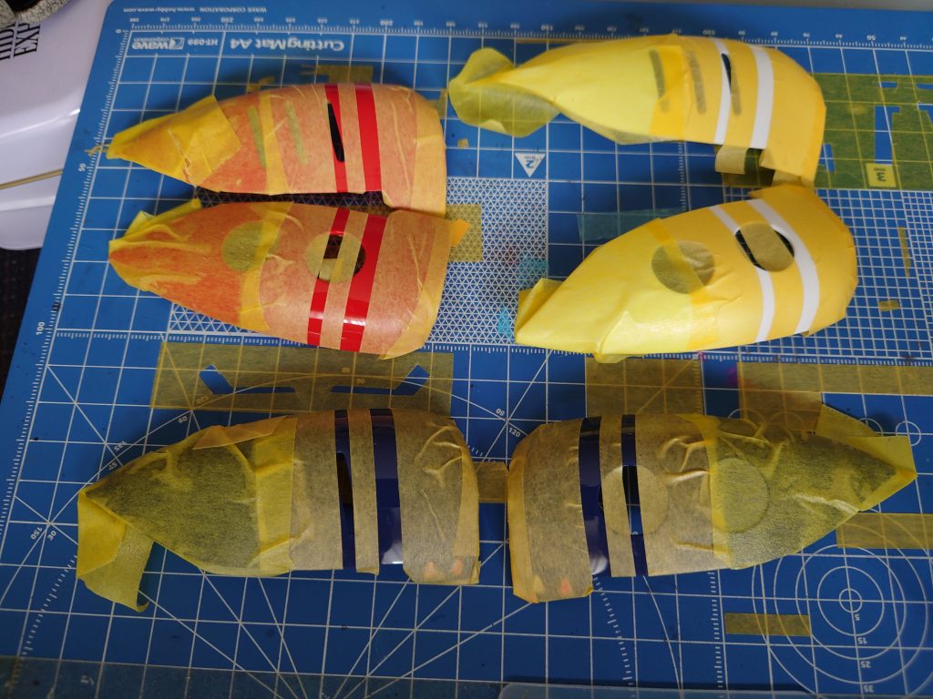 肩に、ゴールドのライン入れたかったのでマスキング