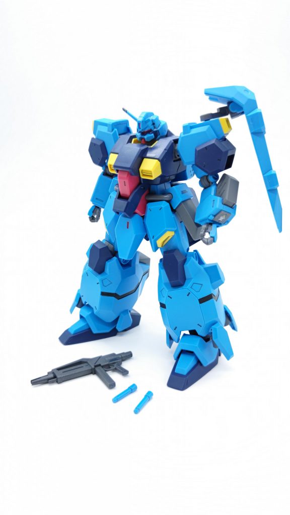 付属している武装は、ビームライフル(ジェガン装備タイプ)、ビームサーベル(×2)、シールドとなります。シールドのデカールは逆シャア仕様の連邦識別マークを使用し、上手く調和できており気に入っております。