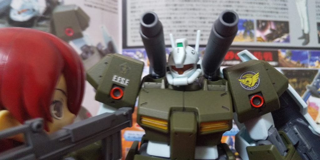 :ビームキャノンと頭部バルカンだ。スミ入れをさせたから格好いいよな。ブリリアント！