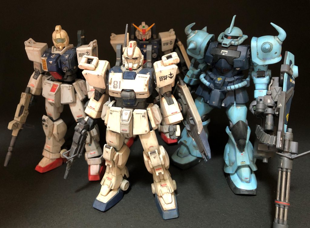 ９月、１０月、１１月、１２月と作ってきた第０８MＳ小隊の機体です。みんなでなかよく。 