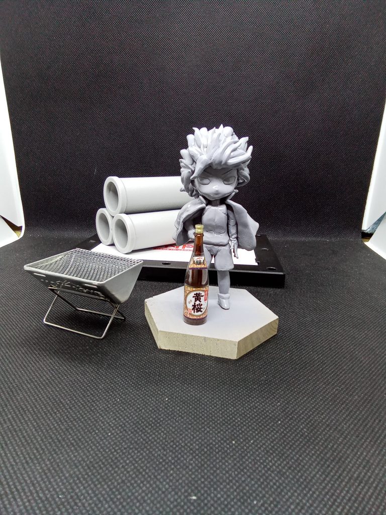 人体錬成 パテで造形して少し削った状態ほぼこの段階で完成に近く 残りはヤスリがけして塗装して完成前髪作ってる時は「オルガみたいな前髪~」と思いながら造形