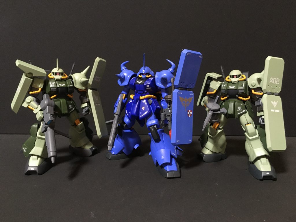 ネオジオン軍ランバラル隊の3ショットです。ハイザック アコース機 https://gumpla.jp/hg/1241500マラサイ ラル機 https://gumpla.jp/hg/1206886ハイザック コズン機 https://gumpla.jp/hg/1241547