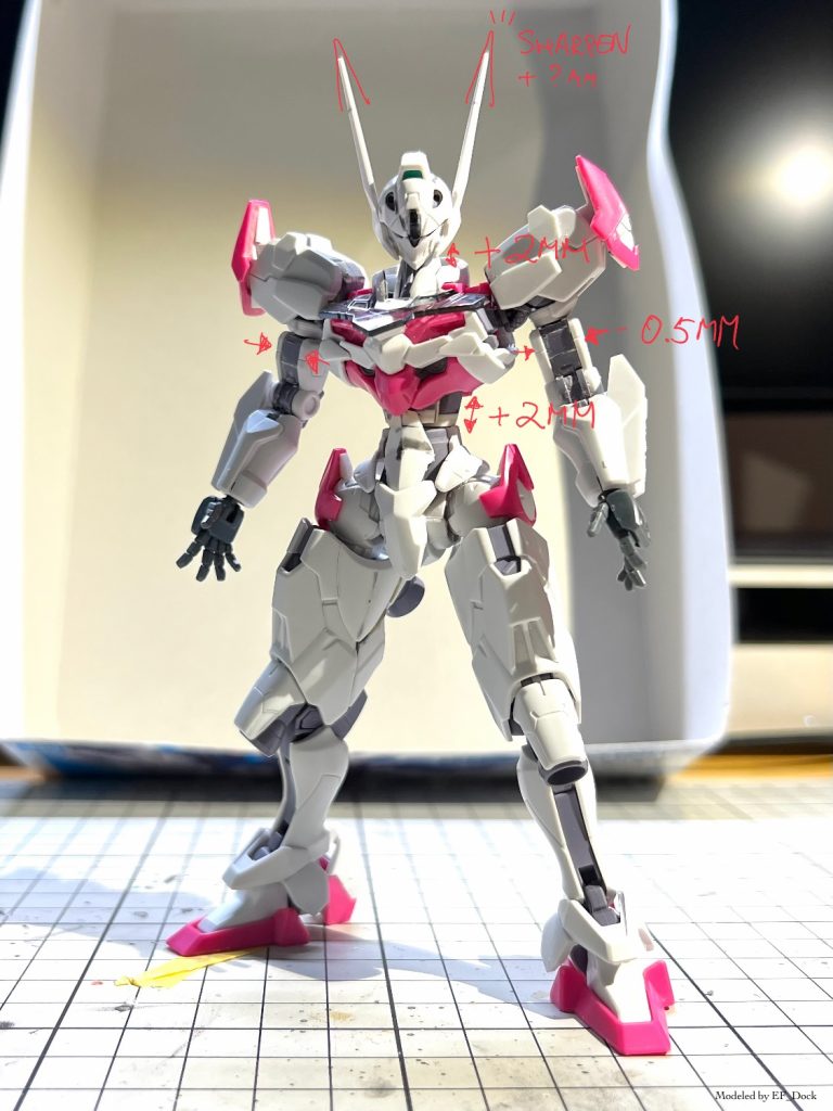 全てファレホAll Vallejo Acrylics白 White: 69.002 White Grayピンク Pink: 50% 70.945 Magenta + 50% 69.055 Orange Fluorescentグレー(バックパック) Gray(Backpack): 70.992 Netural Greyグレー(ウエポン) Gray (Weapon): 69.039 Grey Zグレー(フレーム) Gray(Frame): 69.041 Dark Grey Greenノズル Nozzle : Metal Color 77.723 Exhaust Manifold細部 Details: 69.009 SZ Red, 69.067 Metallic Blue,  69.057 Green Fluorescent, 69.042 Pure Black