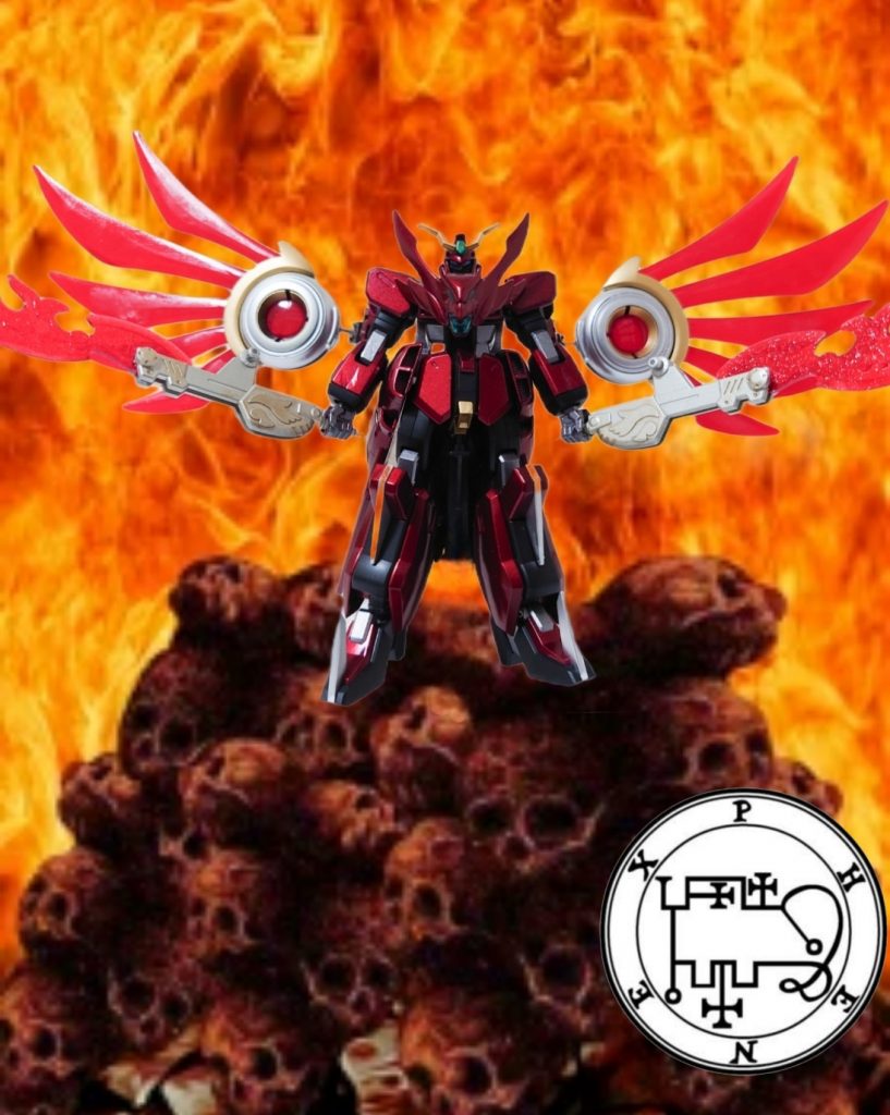 ガンダムフレーム72体のうち37番目の機体「天空の支配者フェニックス」悪魔フェニックスは、不死鳥フェニックスとは別物とされておりますが、姿は不死鳥フェニックスと同じであると言うことで、思いっきり不死鳥をイメージして作成しました。機体はカオスガンダムをベースにしています。フェニックスでガンダムといえば、SDのものから、金色のものまで連想するものが多い禁断のテーマでしたが、自分なりのフェニックスを作成したいと思ったのがきっかけです。ちょうどカオスガンダムの足の大型クローがイメージぴったりでした。異形のケモノ16「天空の支配者フェニックス」|パイナップル少佐さんのガンプラ作品|GUNSTA(ガンスタ) (gumpla.jp)