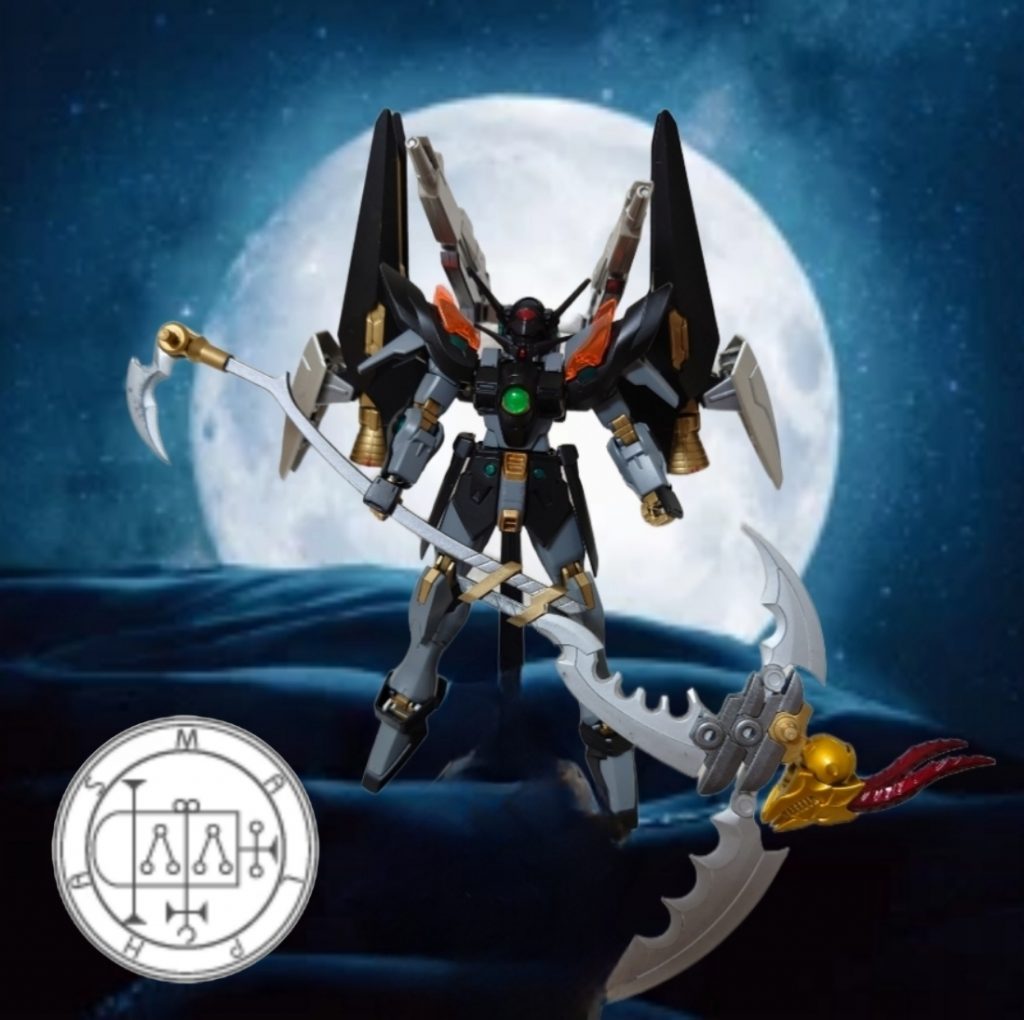 ガンダムフレーム72体のうち39番目の機体「漆黒の鴉マルファス」悪魔マルファスは、カラスの姿をしているということで、カラスをイメージして作成しました。飛行能力に特化し、巨大鎌で刈りとる悪魔の名前を冠するにふさわしい姿かと思います。異形のケモノ8「漆黒の鴉マルファス」|パイナップル少佐さんのガンプラ作品|GUNSTA(ガンスタ) (gumpla.jp)
