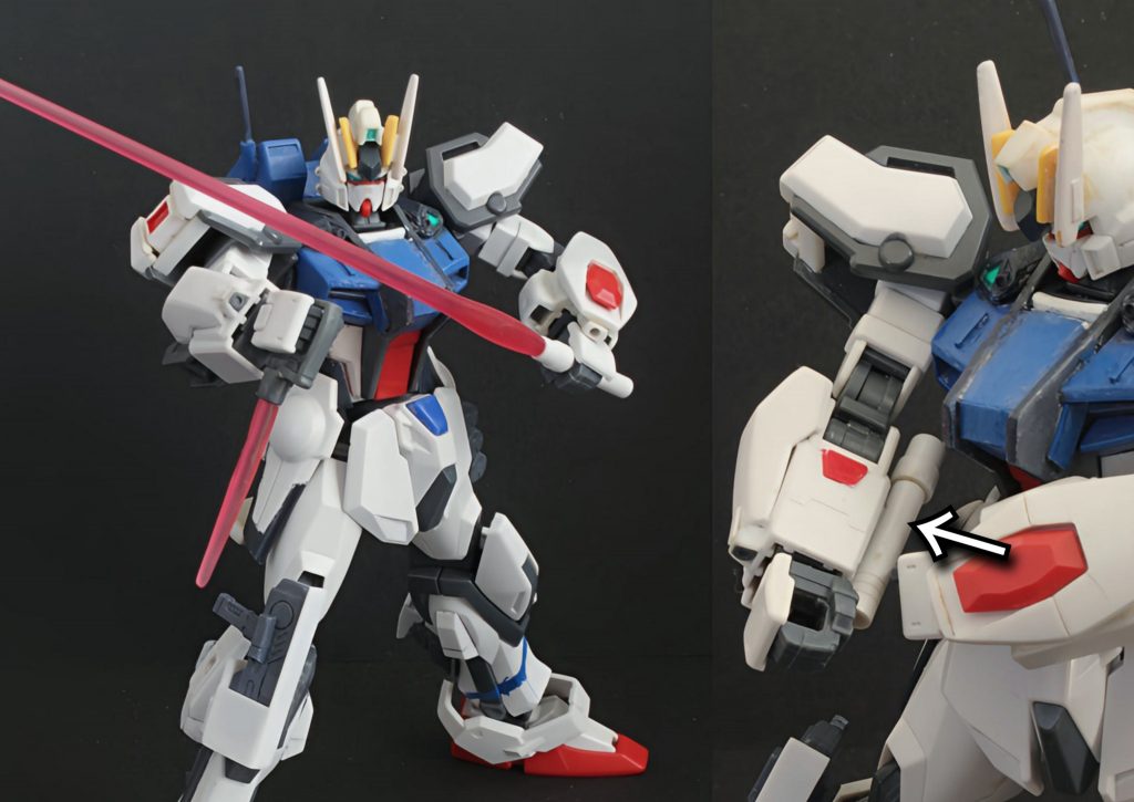  3ヶ所にあったビームサーベルは､右腕部に装備されている※左腕部の装備は変更無し