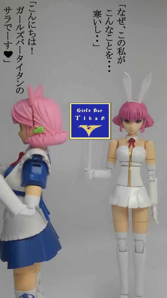 ヤル気のないハマーン様。エースのサラはさすがの営業スマイル。この看板はペイントで画像を貼り付けました。作っても良かったですね・・・。