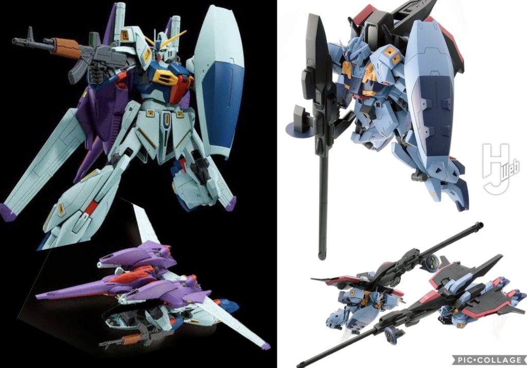 ⬅️ リ・ガズィカスタムMGだけじゃなくてHG出ないかな？？➡️ リ・ガズィード仲居望プロのスクラッチ作例です。キット化してくださいよお、バン◯イさんーー！ただこの2機、見て頂いて解る通り、本体はほぼ可変しません。ほぼバックパックのチカラで可変する方法です。本体は脚がちょっと折り畳まれる程度で、可変したバックパックの下に本体が懸架されてます。思いませんか？もっとちゃんと変形したリ・ガズィが見たい！その変形には浪漫が足りないって。そう、俺の可変魂が真っ赤に燃え叫んでいるんだ...！