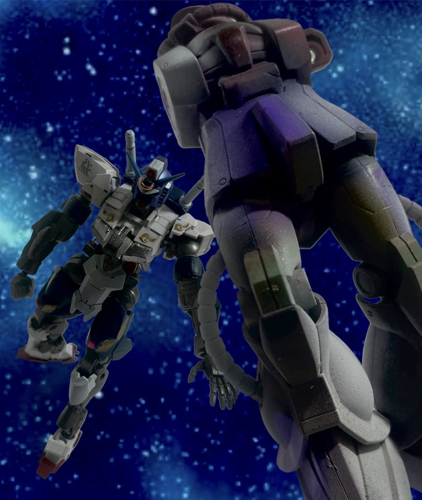 パイロットは元ジオン軍「ドズル親衛隊」に所属していたが、ソロモン陥落時に瀕死の重傷を負っていた所を「月光」に救われた。救出当初は主君を護れなかった後悔と連邦軍への復讐心に駆られていたが、命の恩人である「月光」に従う事を選び、機動忍者部隊「月輪」として索敵隠密作戦の任務を遂行するようになった。