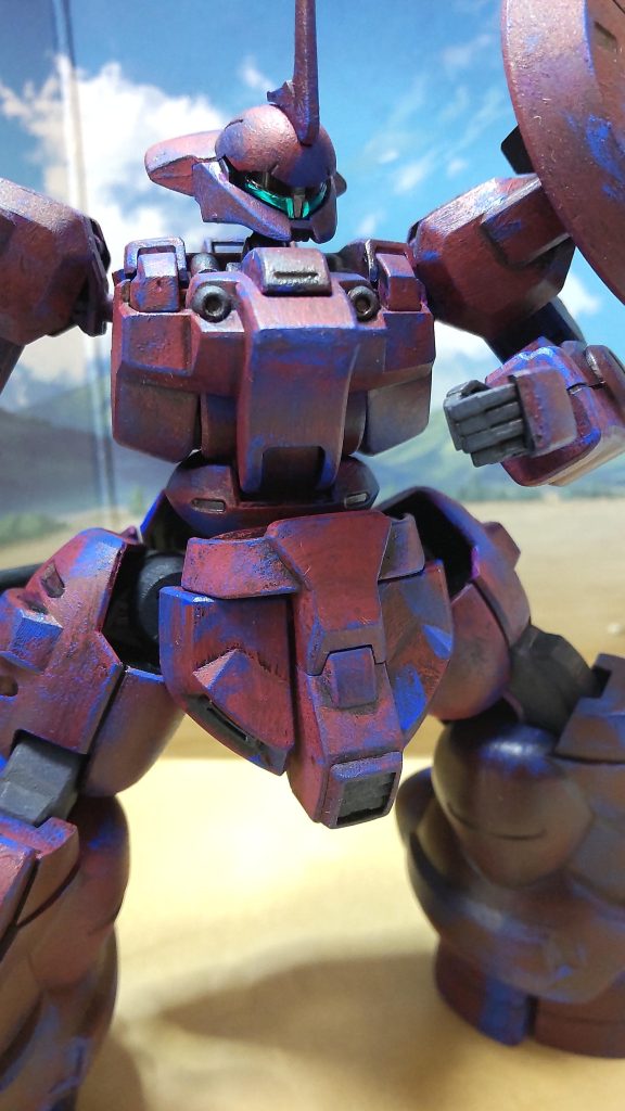 黒下地→艶消しスプレー→アクリルガッシュ→半ツヤスプレーしました。 