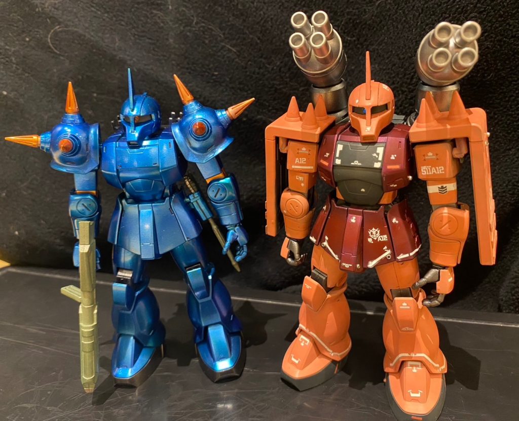 前回制作したランバラルカラーと一緒に…我が…ザク量産の暁(^^)/御閲覧ありがとう御座いました。