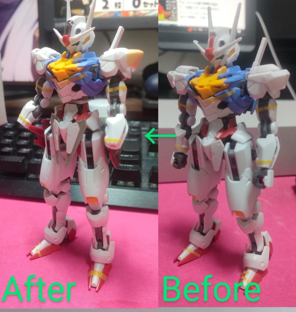 腰2mm延長膝下4mm延長全体的にシャープ化スジ彫り追加肩を尖らせてみました。スカートを延長とサイドスカート的な物を追加しました。