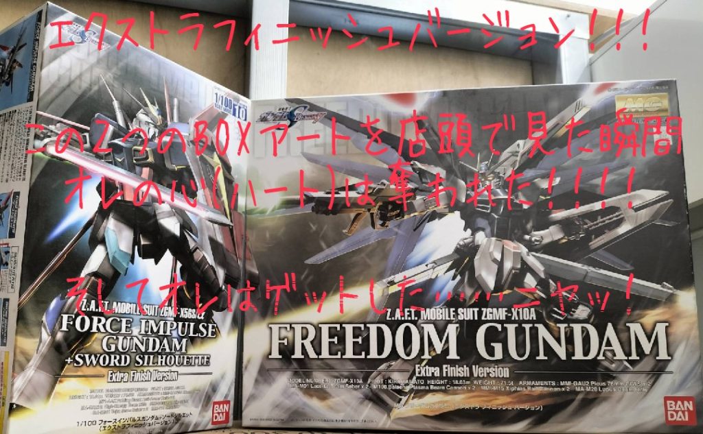 [〜回想]今より若かった自分が一目惚れた繫がる対決シーン！月日が掛かるも無事に両方共に手に入れ、先ずは手の掛かりそうなフリーダムの本体組んだトコロで時間が余裕無くなりタイムカプセルと化した…………