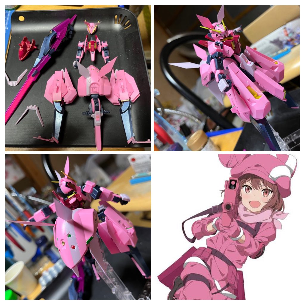 組み上げ完了からのロールアウト!うさみみ妖精さん⊂((・x・))⊃って感じですね…うん、わかってるよオッサンが作ってもキモイだけだって(*´꒳`*)そしてモチーフにお気づきの方もいると思いますがガンゲイルなアレです。