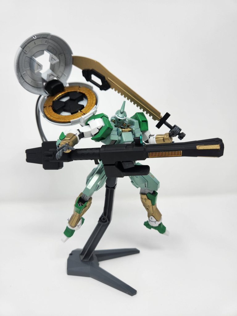 I used Forest Green and Peral Green to get the skin color like Fujin and Gold for the color he wears. The Vayeate is my favorite Wing suit overall and I'm glad Bandai made a newer version of this kit to customize.