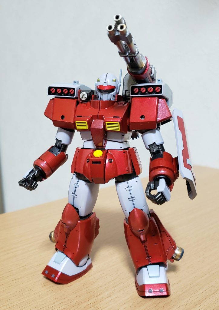 基本塗装(艶消し前)が終わった状態。赤は3色使って塗り分けてますが、艶消し吹いたらわかりずらくなっちゃいました、写真だと特に…߹-߹