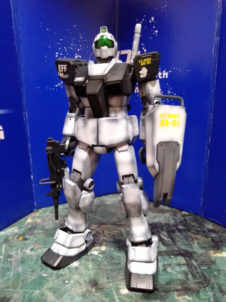 MG 1/100 ホワイトファング隊専用機体カラー　ジム　　ONEWARYEARガンダム改造B-CULBジム換装キット使用–2枚目/制作者：猫親父
