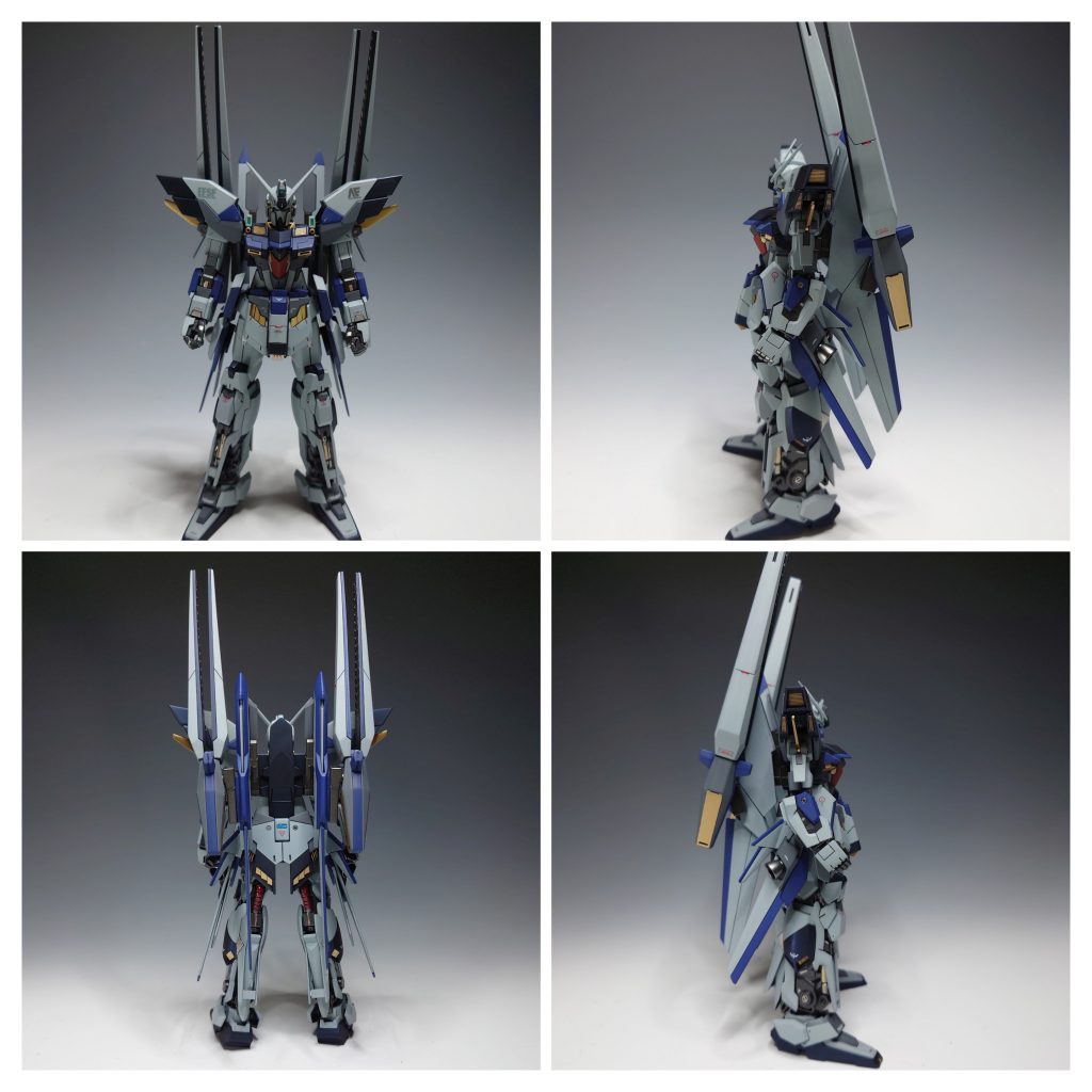 【四面図】・全体的に筋彫りを行い、メタルパーツによる ディテールアップ。ボディの延長、 フロントアーマーの大型化を行いました。