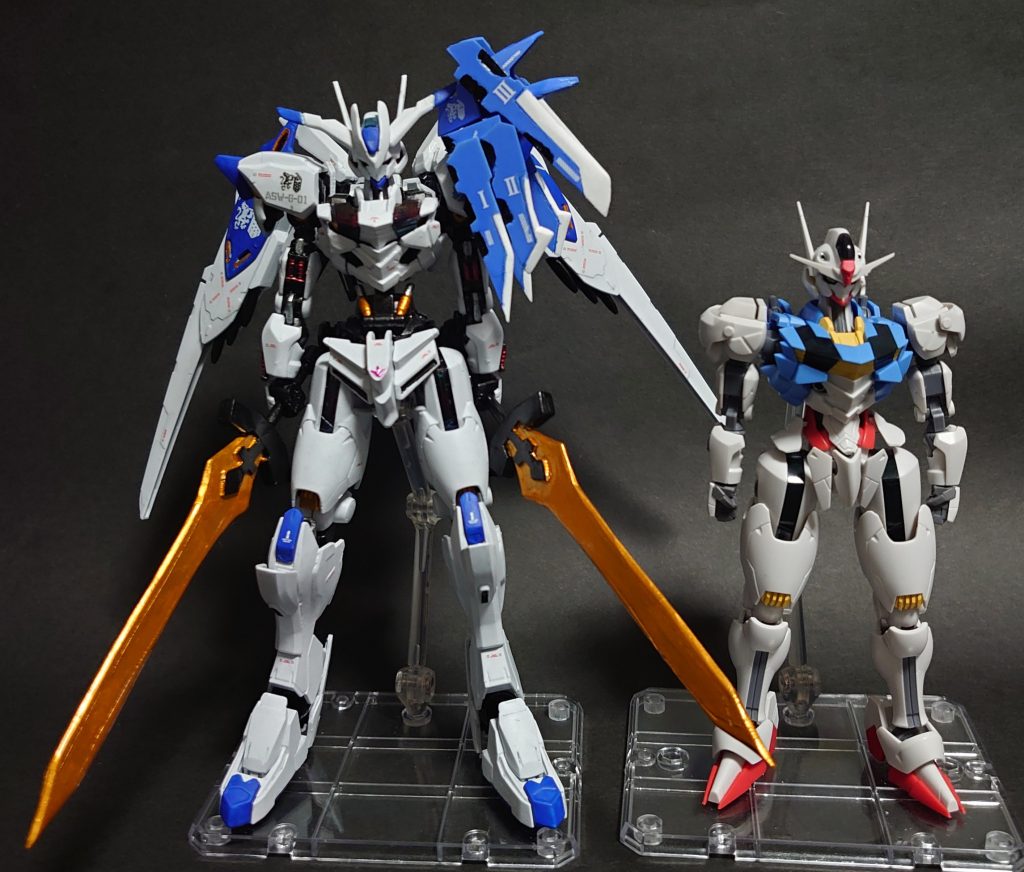 以上、ガンダム・エクスバエルでした。いかがだったでしょうか?趣味全開な機体ではありますが、自分なりに理想のバエルを作ることができたかと思います。実はTwitterの方でガンファラクトも同じようにとある機体風に改造していますので、そちらもいつかこちらでお披露目できたらいいなと思います。あとヴィトニルの花嫁の機体も欲しいですね。誰とは言わないけど‥・・といった感じで、今後もガンダムAGEかバトスピか水星の魔女(?)のガンプラを中心に展開していきたいと思います。まずは忘れられないうちには次の作品を掲載したいとことです。それでは、最後まで閲覧ありがとうございました。またよかったら、遊びに来てくださいね。