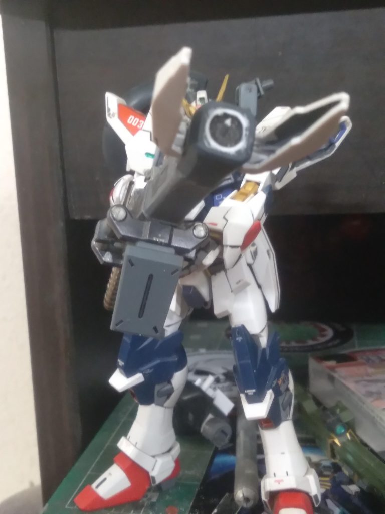 Made from the cannon and reactor from the old 1/144 vayaete kit. I have added some other parts to it to make it unique