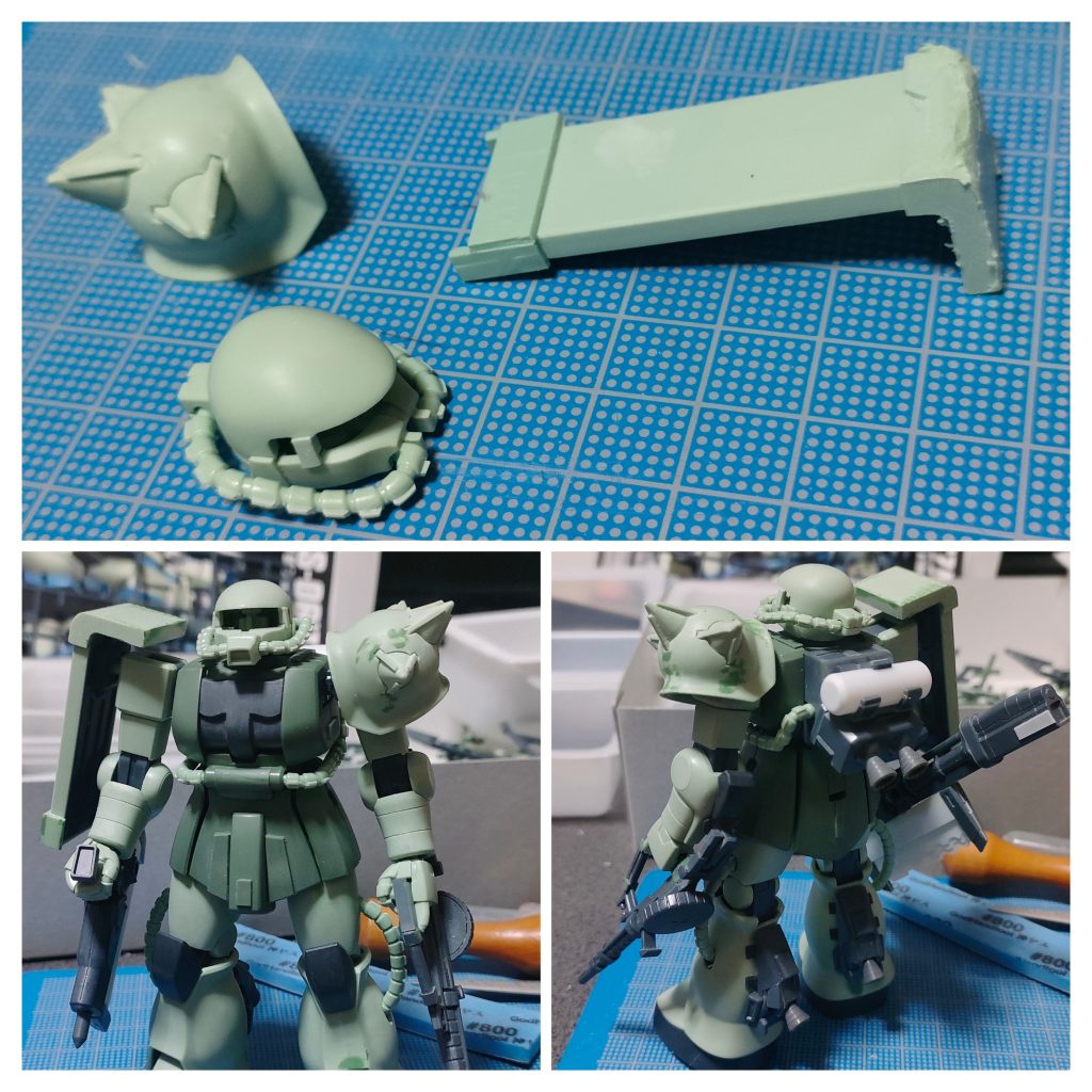 ランナープラ版で各部モールド追加して成型色仕上げで作業進めてたが塗装箇所が出てきたので全塗装に路線変更…