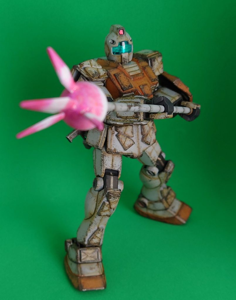 使用キット、他エコプラHGジム(ガンダムベース限定)ビルダーズパーツMSアーマービームジャベリン(HGガンダムフルウェポンセットより)ミドルシールド(プラ板少々)