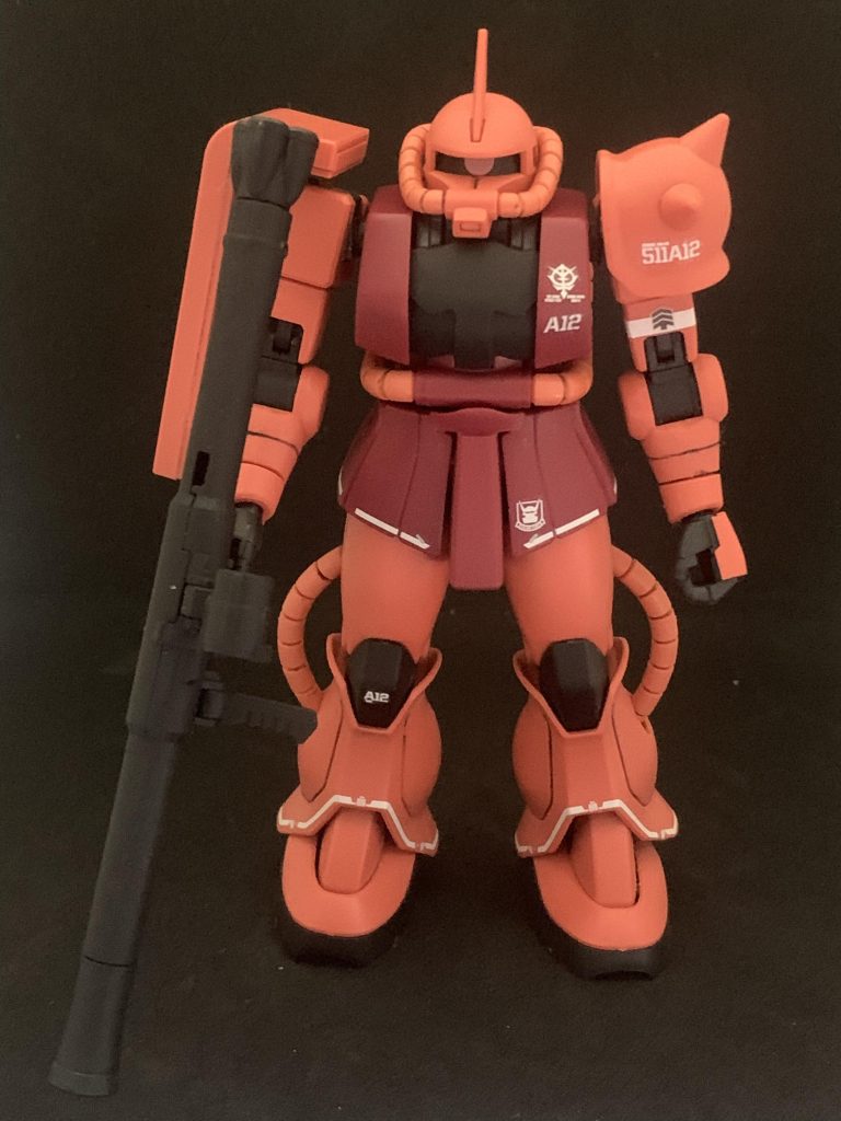 デカールはRGのシャアザクのガンダムデカールとTHE ORIGIN 汎用ガンダムデカールのシャアザクと混ぜこぜで小さいのは目が辛いのもあり省略しました。