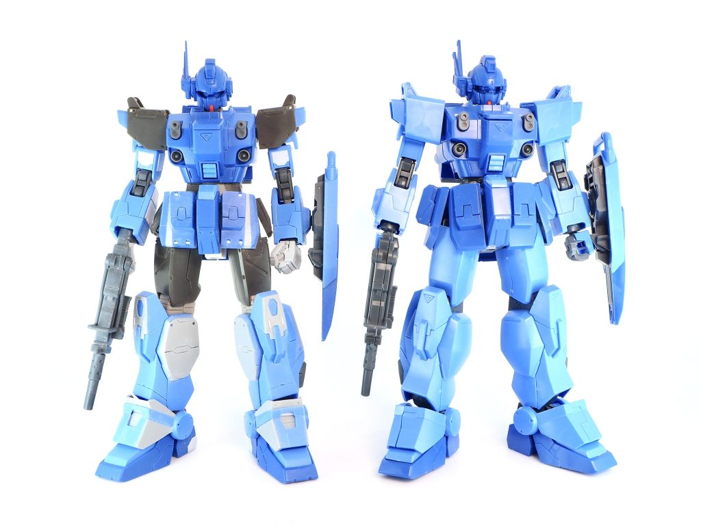 一部に局地戦型ガンダムのパーツを流用しています。コミック版デザインに近づけるためにプラ板でディテールアップをしています。