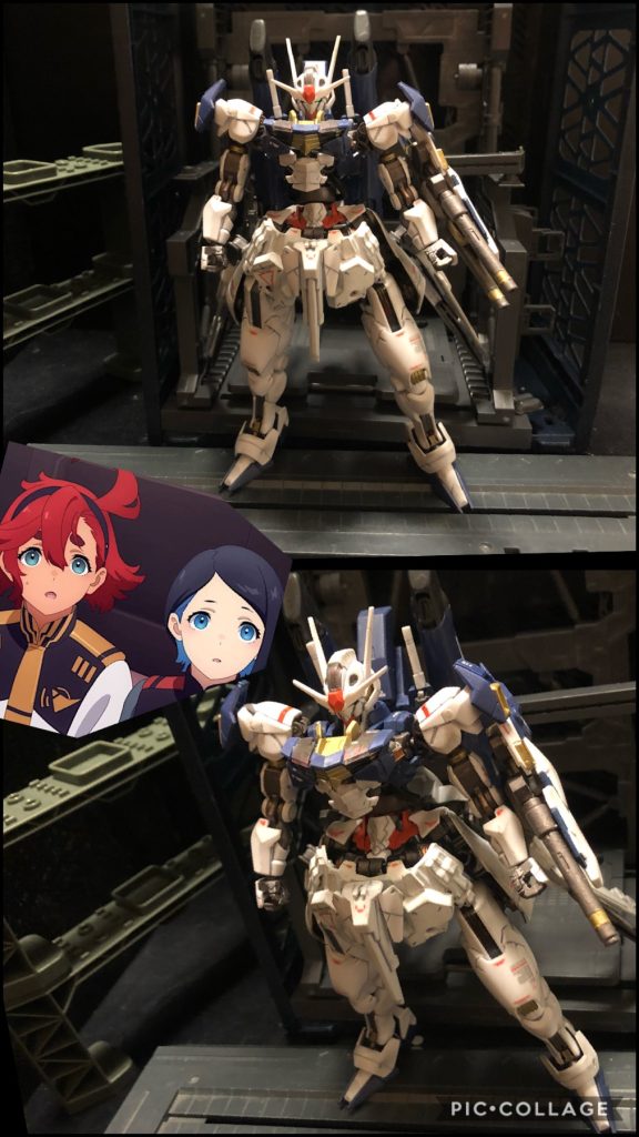 スレッタ「エアリアル、は、羽根、生えて、ます。」ニカ「ミラソウル製のブースターじゃないブースターが付いてる...。あれは、鉄血のオルフェンズの宇宙戦でガンダムキマリスが使用していた、高機動ブースター...！」