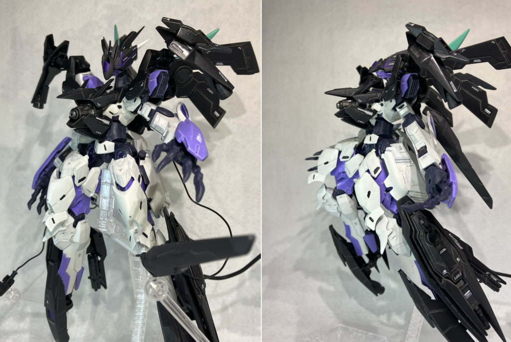 〈ノンキネティックスタビライザー〉ノンキネティックポッドの改良型。スタビライザーの役割も可能。〈高出力ビームカノン〉胸部に搭載されているビーム兵器。