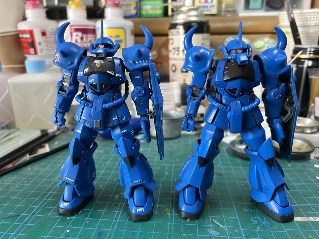 以前作ったグフと比べるとこんな感じです