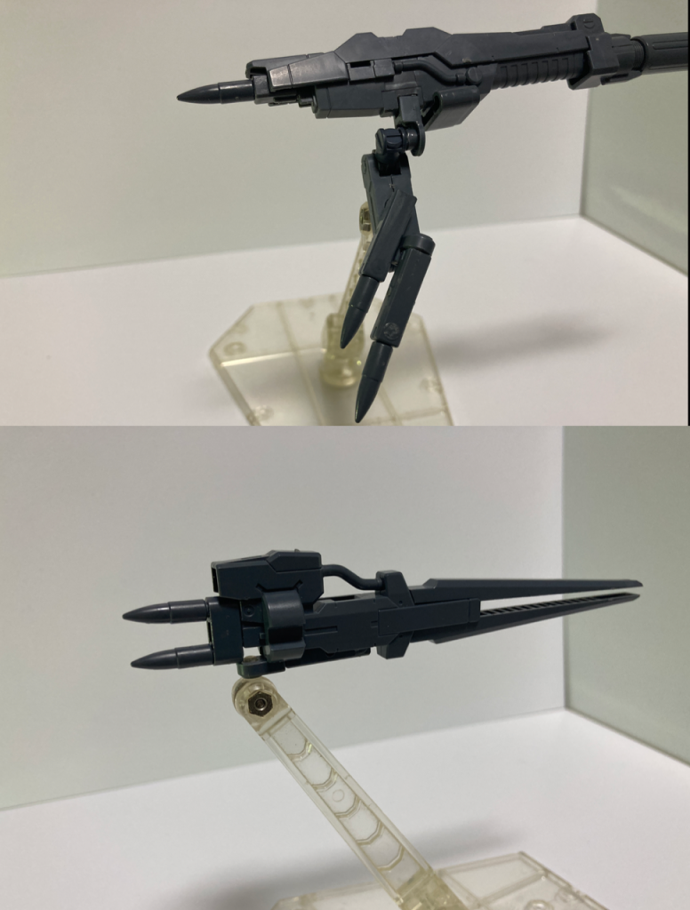 パックパックのロングメガランチャー、左腕、長距離ビームライフルに複数のバッテリーパック  